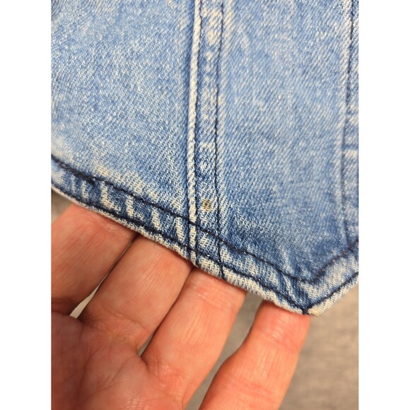 Solutions Original Vintage Denim Vest Pockets Flags Button Up Women's Medium - Picture 12 of 12
